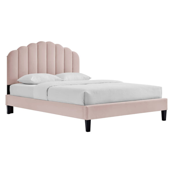 Modway Furniture Daisy Channel Tufted Performance Velvet Twin Platform Bed – Glamorous Deco Style & Durability Pink MOD-7043-PNK