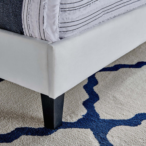 Modway Furniture Roxanne Chevron Tufted King Platform Bed - Luxe Performance Velvet with Sturdy Support & Style MOD-7046-WHI