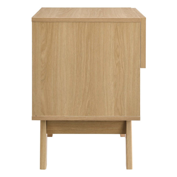 Modway Furniture Soma 1-Drawer Nightstand by Modway - Modern Compact Storage with Rattan-Style Front and Open Shelf Oak MOD-7049-OAK