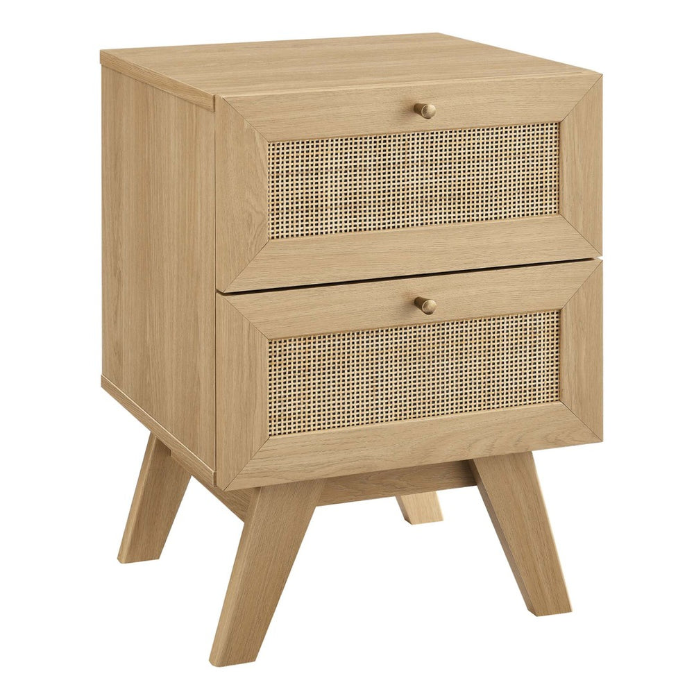 Modway Furniture Soma 2-Drawer Nightstand by Modway - Stylish Modern-Rustic Design with Rattan Weave for Storage Oak MOD-7050-OAK