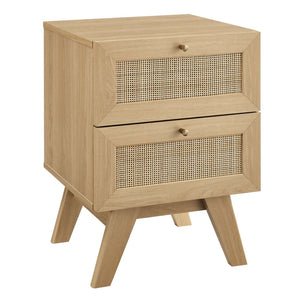 Modway Furniture Soma 2-Drawer Nightstand by Modway - Stylish Modern-Rustic Design with Rattan Weave for Storage Oak MOD-7050-OAK