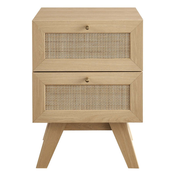 Modway Furniture Soma 2-Drawer Nightstand by Modway - Stylish Modern-Rustic Design with Rattan Weave for Storage Oak MOD-7050-OAK