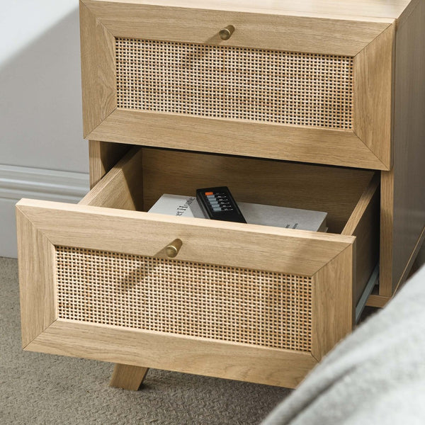 Modway Furniture Soma 2-Drawer Nightstand by Modway - Stylish Modern-Rustic Design with Rattan Weave for Storage Oak MOD-7050-OAK