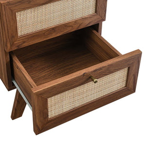 Modway Furniture Soma 2-Drawer Nightstand by Modway - Stylish Modern-Rustic Design with Rattan Weave for Storage Walnut MOD-7050-WAL