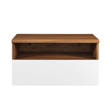 Modway Furniture Envision Wall Mount Nightstand Walnut White 15.5 x 23 x 12.5