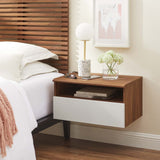 Modway Furniture Envision Wall Mount Nightstand Walnut White 15.5 x 23 x 12.5