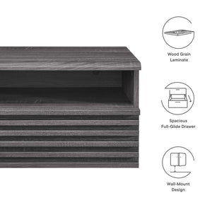 Modway Furniture Render Wall-Mount Nightstand - Mid-Century Modern Design for Stylish Storage and Space-Saving Solutions Charcoal MOD-7058-CHA