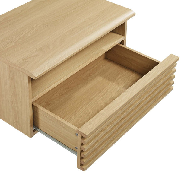 Modway Furniture Render Wall-Mount Nightstand - Mid-Century Modern Design for Stylish Storage and Space-Saving Solutions Oak MOD-7058-OAK