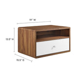Modway Furniture Transmit Wall Mount Nightstand Walnut White 15.5 x 23 x 13.5