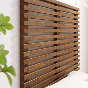 Modway Furniture Render Wall Mount Twin Headboard - Mid-Century Style, Space-Saving Design for Small Bedrooms Walnut MOD-7061-WAL