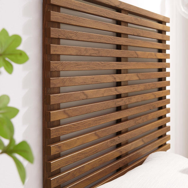 Modway Furniture Render Wall Mount Twin Headboard - Mid-Century Style, Space-Saving Design for Small Bedrooms Walnut MOD-7061-WAL