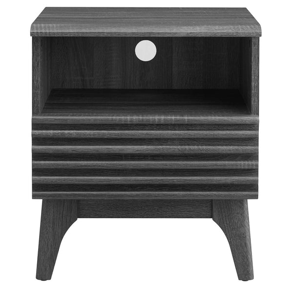 Modway Furniture Render Nightstand by Modway - Stylish Mid-Century Design with Spacious Drawer and Open Storage Space Charcoal MOD-7070-CHA