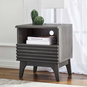 Modway Furniture Render Nightstand by Modway - Stylish Mid-Century Design with Spacious Drawer and Open Storage Space Charcoal MOD-7070-CHA