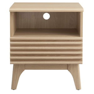 Modway Furniture Render Nightstand by Modway - Stylish Mid-Century Design with Spacious Drawer and Open Storage Space Oak MOD-7070-OAK