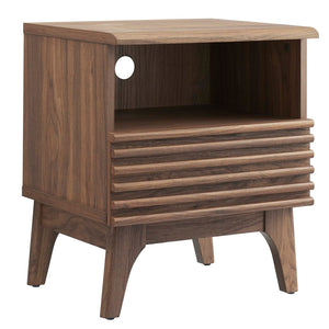 Modway Furniture Render Nightstand by Modway - Stylish Mid-Century Design with Spacious Drawer and Open Storage Space Walnut MOD-7070-WAL