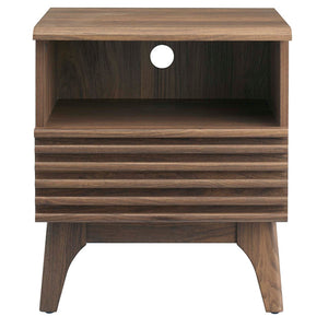 Modway Furniture Render Nightstand by Modway - Stylish Mid-Century Design with Spacious Drawer and Open Storage Space Walnut MOD-7070-WAL