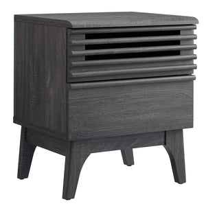 Modway Furniture Render Nightstand by Modway - Mid-Century Modern Accent Table with Dual Storage Drawers & Style Charcoal MOD-7071-CHA