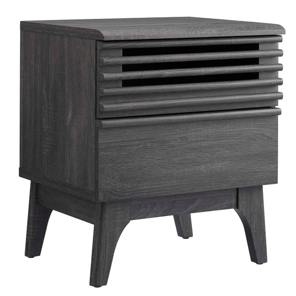 Modway Furniture Render Nightstand by Modway - Mid-Century Modern Accent Table with Dual Storage Drawers & Style Charcoal MOD-7071-CHA