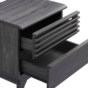 Modway Furniture Render Nightstand by Modway - Mid-Century Modern Accent Table with Dual Storage Drawers & Style Charcoal MOD-7071-CHA