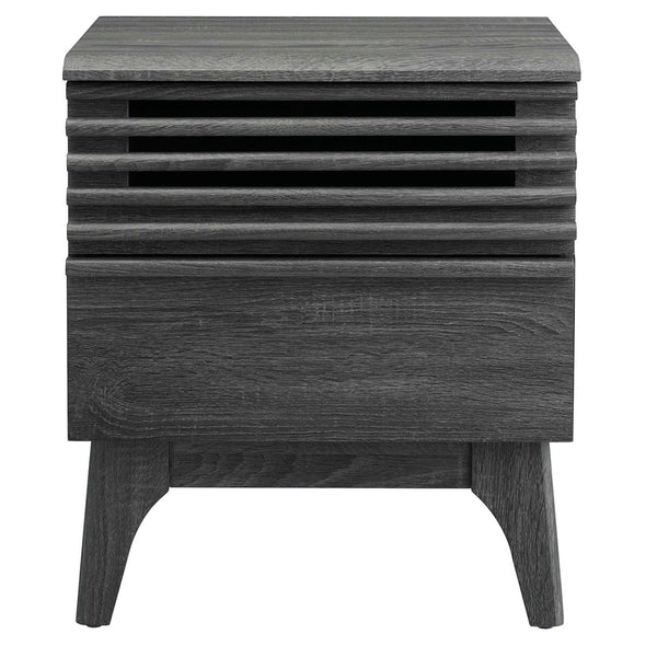 Modway Furniture Render Nightstand by Modway - Mid-Century Modern Accent Table with Dual Storage Drawers & Style Charcoal MOD-7071-CHA