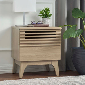 Modway Furniture Render Nightstand by Modway - Mid-Century Modern Accent Table with Dual Storage Drawers & Style Oak MOD-7071-OAK