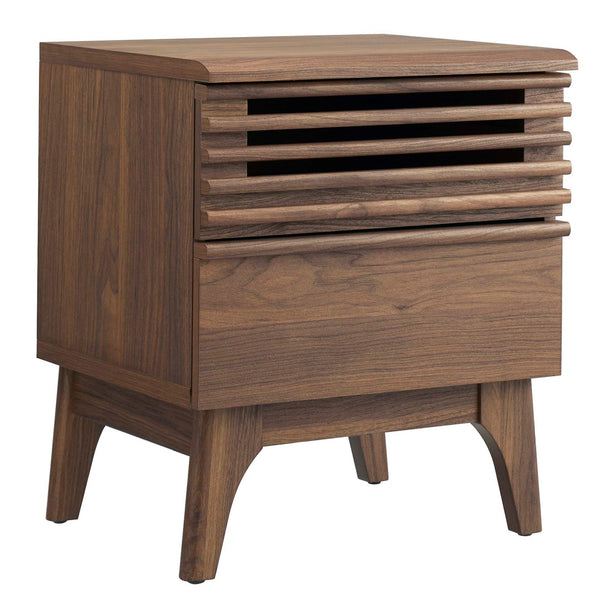 Modway Furniture Render Nightstand by Modway - Mid-Century Modern Accent Table with Dual Storage Drawers & Style Walnut MOD-7071-WAL