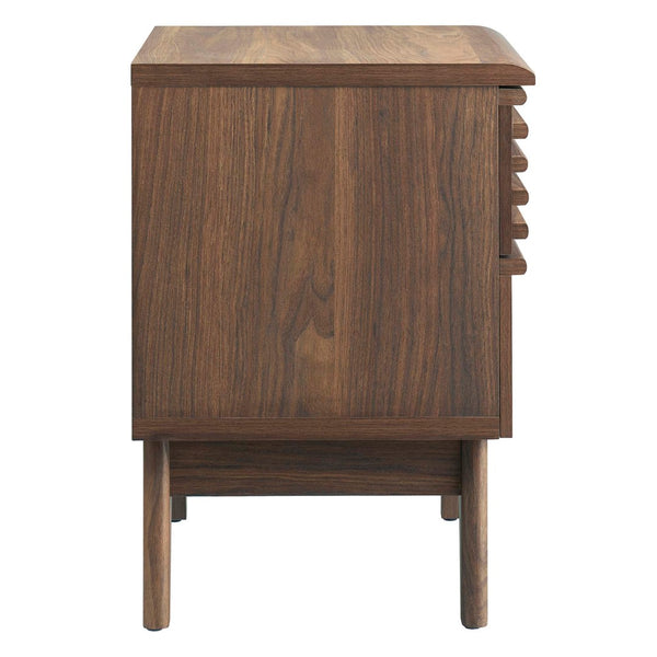 Modway Furniture Render Nightstand by Modway - Mid-Century Modern Accent Table with Dual Storage Drawers & Style Walnut MOD-7071-WAL