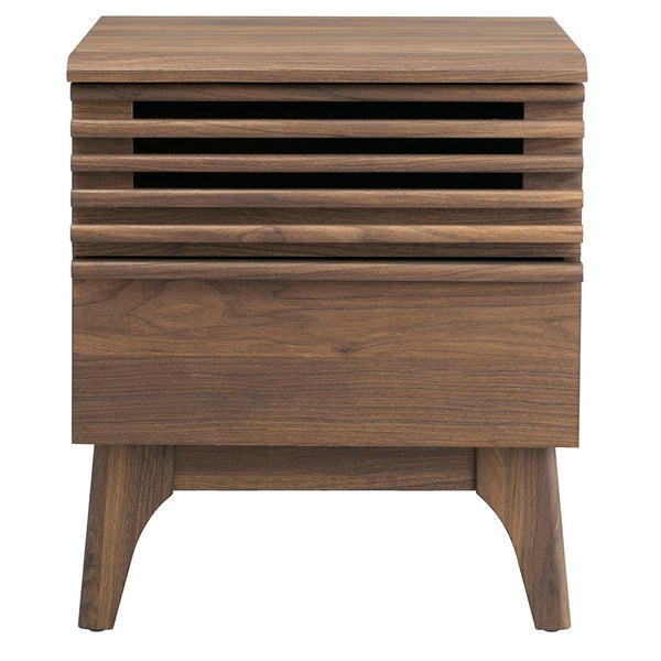 Modway Furniture Render Nightstand by Modway - Mid-Century Modern Accent Table with Dual Storage Drawers & Style Walnut MOD-7071-WAL