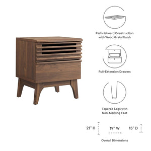 Modway Furniture Render Nightstand by Modway - Mid-Century Modern Accent Table with Dual Storage Drawers & Style Walnut MOD-7071-WAL