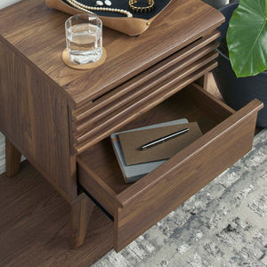 Modway Furniture Render Nightstand by Modway - Mid-Century Modern Accent Table with Dual Storage Drawers & Style Walnut MOD-7071-WAL