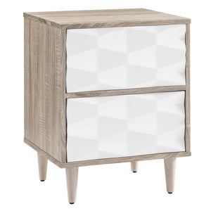Modway Furniture Vespera 2-Drawer Nightstand Oak White 15.5 x 17 x 22