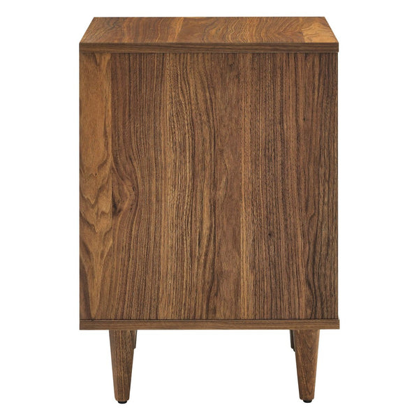 Modway Furniture Vespera Modern 2-Drawer Nightstand - Walnut Finish with Grooved Design for Contemporary Bedrooms MOD-7080-WAL