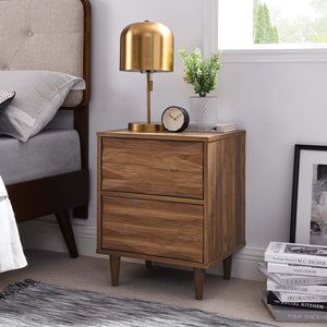 Modway Furniture Vespera Modern 2-Drawer Nightstand - Walnut Finish with Grooved Design for Contemporary Bedrooms MOD-7080-WAL