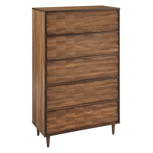 Modway Furniture Vespera 5-Drawer Chest - Contemporary Walnut Storage Solution with Grooved Wave Front Design MOD-7082-WAL