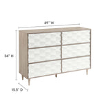 Modway Furniture Vespera 6-Drawer Dresser Oak White 15.5 x 49 x 34