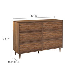 Modway Furniture Vespera 6-Drawer Dresser - Modern Walnut Design, Smooth Glide Storage, Stylish & Durable for Any Space MOD-7083-WAL