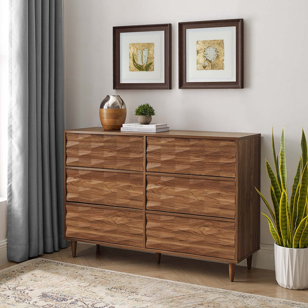 Modway Furniture Vespera 6-Drawer Dresser - Modern Walnut Design, Smooth Glide Storage, Stylish & Durable for Any Space MOD-7083-WAL