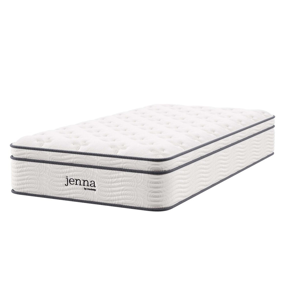 Modway Furniture Jenna 12" Innerspring & Foam Twin Mattress - Breathable Comfort, Spinal Support, Easy Setup & Durable MOD-7087-WHI