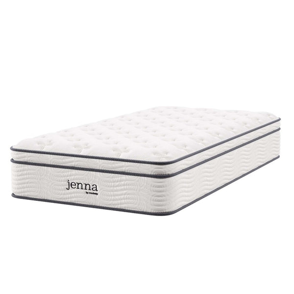 Modway Furniture Jenna 12" Innerspring & Foam Twin Mattress - Breathable Comfort, Spinal Support, Easy Setup & Durable MOD-7087-WHI