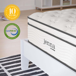 Modway Furniture Jenna 12" Innerspring & Foam Twin Mattress - Breathable Comfort, Spinal Support, Easy Setup & Durable MOD-7087-WHI