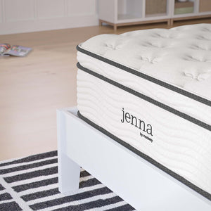Modway Furniture Jenna 12" Innerspring & Foam Twin Mattress - Breathable Comfort, Spinal Support, Easy Setup & Durable MOD-7087-WHI