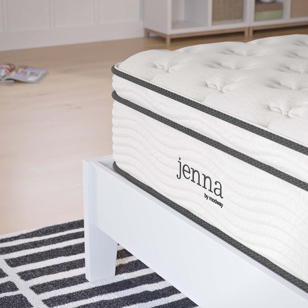 Modway Furniture Jenna 12" Innerspring & Foam Twin Mattress - Breathable Comfort, Spinal Support, Easy Setup & Durable MOD-7087-WHI