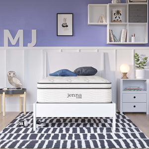Modway Furniture Jenna 12" Innerspring & Foam Twin Mattress - Breathable Comfort, Spinal Support, Easy Setup & Durable MOD-7087-WHI