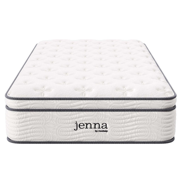 Modway Furniture Jenna 12" Innerspring & Foam Twin Mattress - Breathable Comfort, Spinal Support, Easy Setup & Durable MOD-7087-WHI