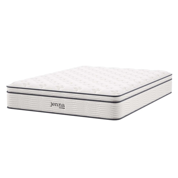 Modway Furniture Jenna 12" Innerspring and Foam Mattress - Ultimate Comfort with Pocket Coils for All Sleepers! MOD-7090-WHI