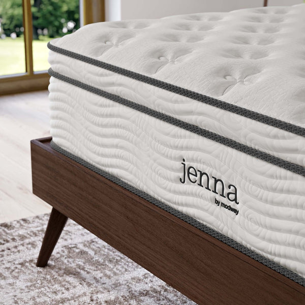 Modway Furniture Jenna 12" Innerspring and Foam Mattress - Ultimate Comfort with Pocket Coils for All Sleepers! MOD-7090-WHI
