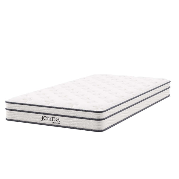 Modway Furniture Jenna 6" Innerspring and Foam Narrow Twin Mattress - Balanced Support, Pressure Relief & Comfort MOD-7092-WHI