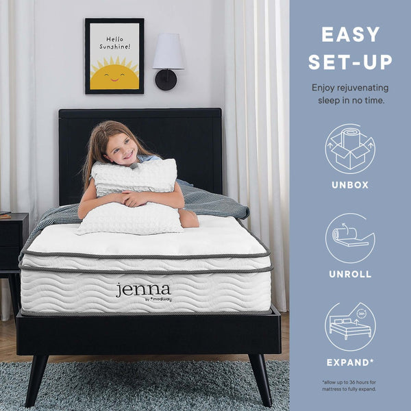 Modway Furniture Jenna 6" Innerspring and Foam Narrow Twin Mattress - Balanced Support, Pressure Relief & Comfort MOD-7092-WHI