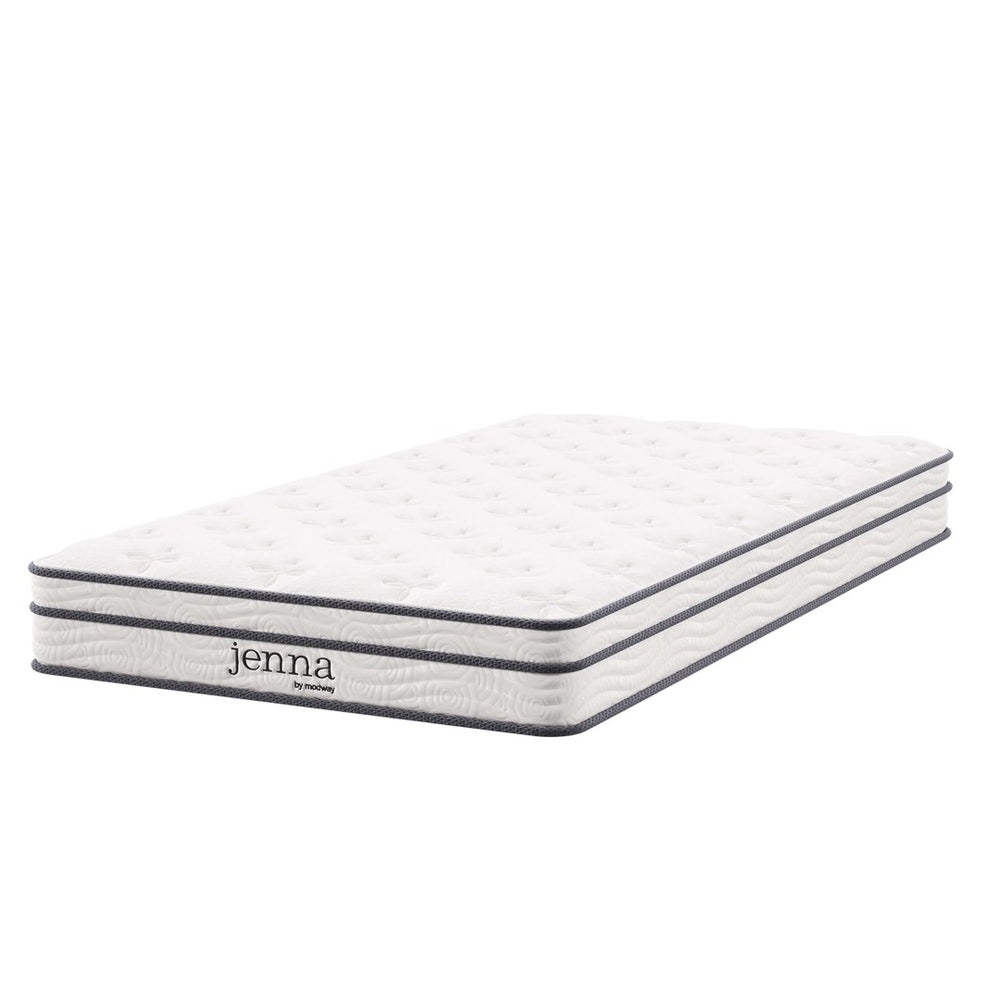 Modway Furniture Jenna 6" Innerspring and Foam Twin Mattress - Supportive, Breathable Comfort for All Sleepers MOD-7093-WHI