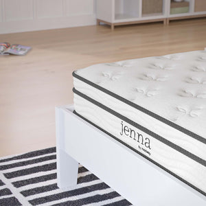 Modway Furniture Jenna 6" Innerspring and Foam Twin Mattress - Supportive, Breathable Comfort for All Sleepers MOD-7093-WHI